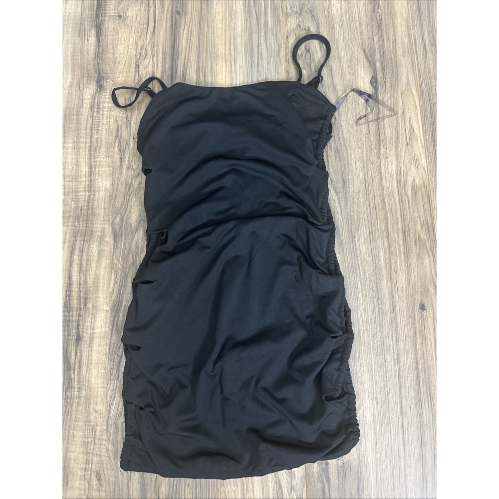 Windsor Women's Ruches Open Side Dress Small Black New With Tags Spaghetti Strap